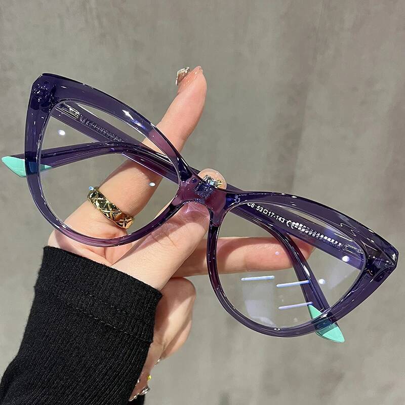 Stylish Cat Eyes Frame for Women Computer Anti Blue Light Reading Customizable Prescription Myopia Hyperopia Glasses ddmythur