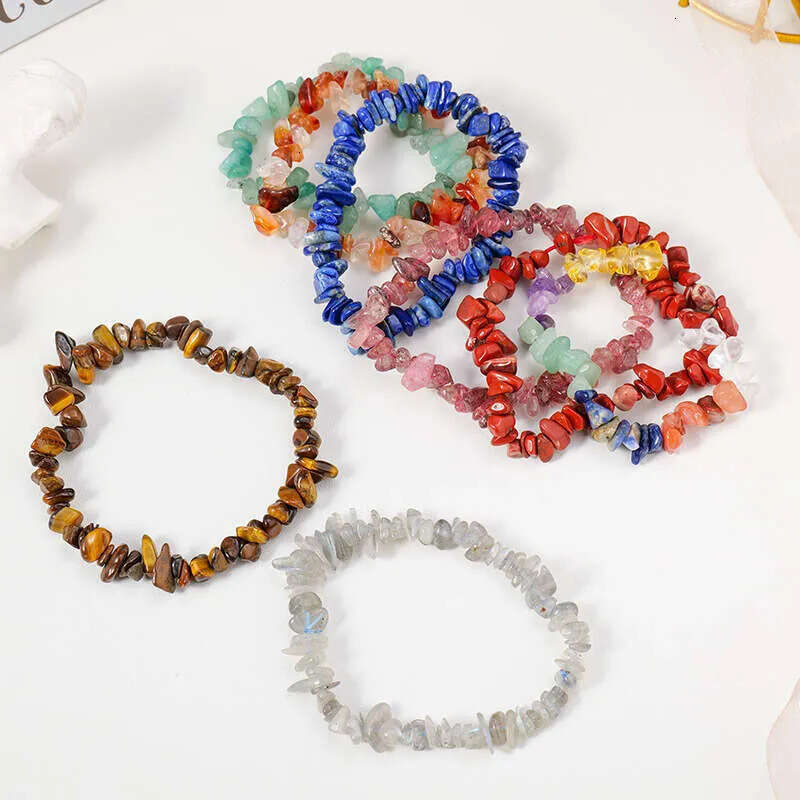 Natural Crystal Chip Stone Stretch Bracelet