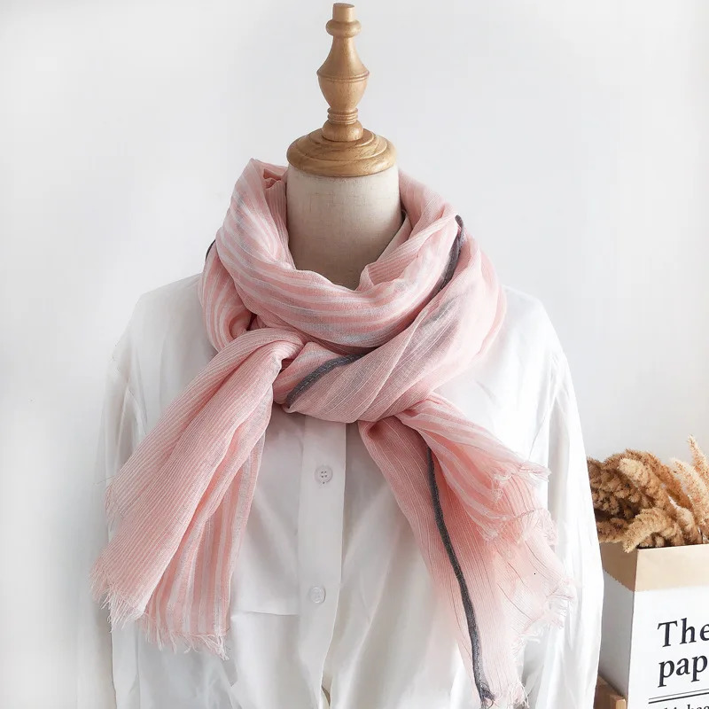 VREOVOR Scarf Womens Spring Autumn Thin Mori Color Matching Shawl Korean Version Versatile Linen Literary Retro Fashion 250930