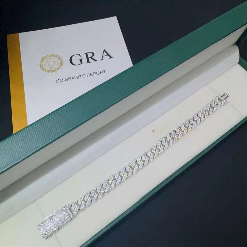 Necklace chain 8mm Two Rows Iced Out Man Hip Hop Jewelry GRA Certificates Pass Dia Tester VVS1 Moissanite Cuban Link Chain Men