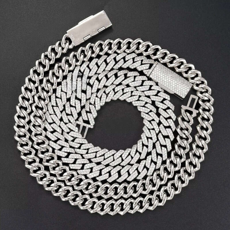 PROMOTION Fine 10mm Chain Bust Down Cuban Link VVS Moissanite Hip Hop Iced Out Gold Plated Necklace
