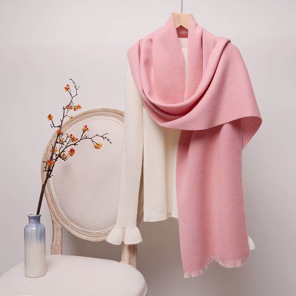 T1954 pure wool scarf autumn and winter warm all-match solid color