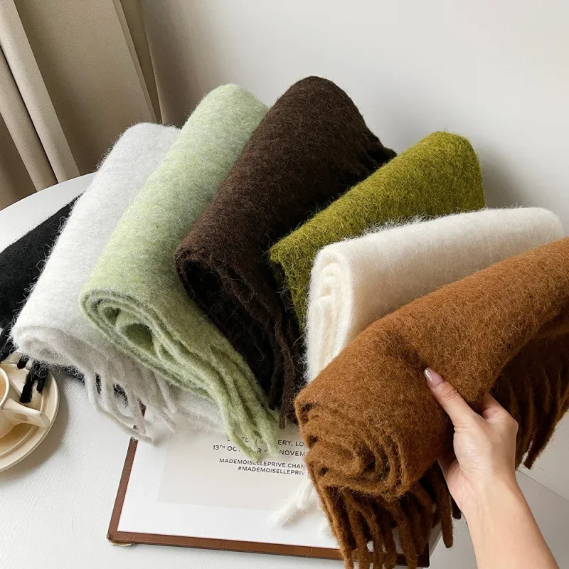 Pink Scarf Lady Autumn Winter Solid Simple Muffler Women Men Wool Blend Versatile Multicolor Soft Thermal Shawl Female Male 250930