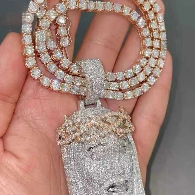 Custom Hip Hop Mens Jewelry Vvs Moissanite Iced Out Jesus Sterg Sier Gold Rapper Pendant Necklace