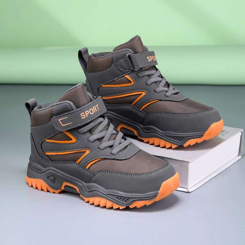 New Boys' Sports Non-slip School Children's Leather Breathable Running Black Fashion Hiking Shoes Sneaker Size 29-40
