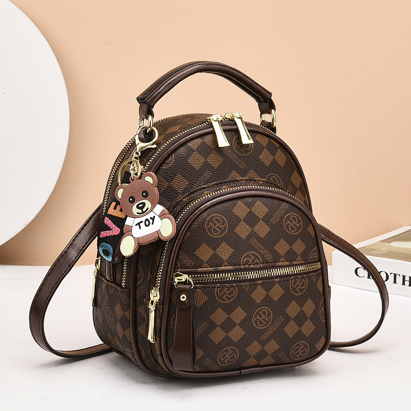 Designer's new fashionable and trendy printed small backpack crossbody bag 2-in-1 women's bag