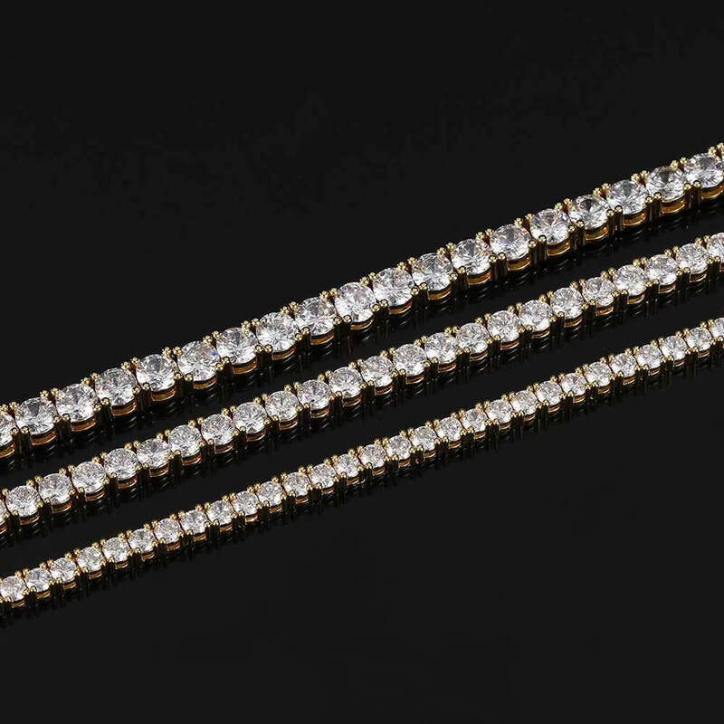 Hip Hop Gold Sier 3mm 4mm 5mm Cubic Zircon Women Men Tennis Chain Necklace 1 Row Iced Out Chains Jewelry