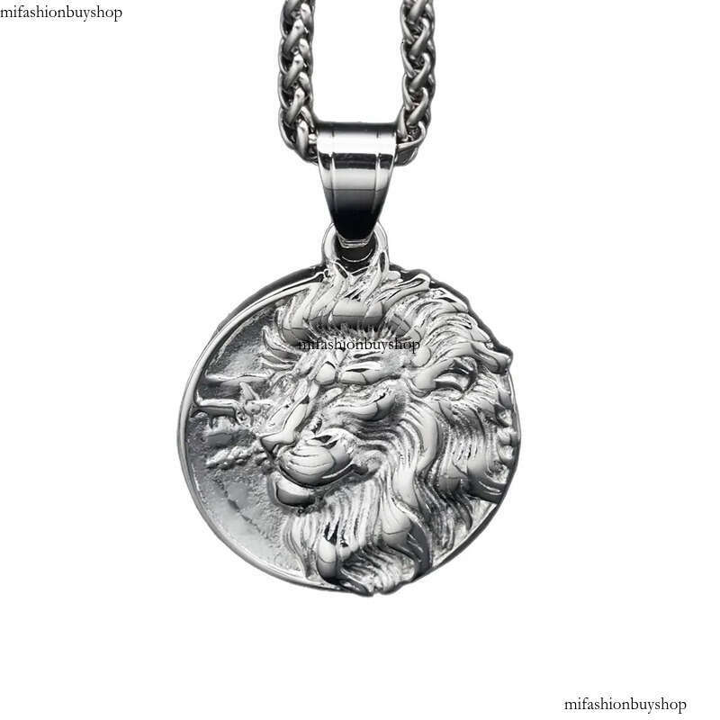 Hip Hop Casting Lion Head Pendant Necklace Stainless Steel Gold Plated Men RapJewelry
