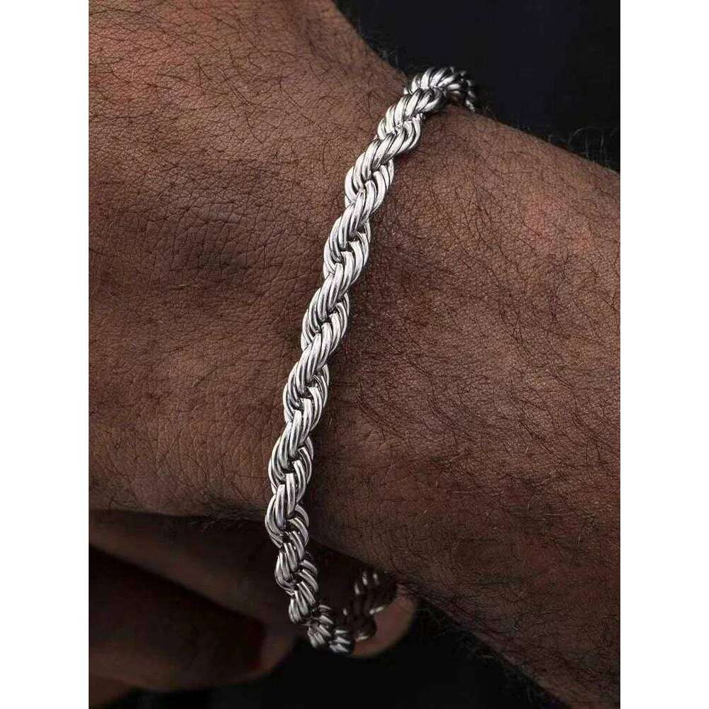 Men Hip-Hop Rock sterling sier Twist Chain For Women Simple Sier Gold Bracelet Fashion Jewelry Accessories Gift