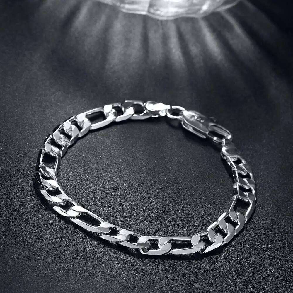 Hot classic sterling Sier gold color 8MM geometry Bracelets for man Women Fashion Party wedding Gifts fine Jewelry