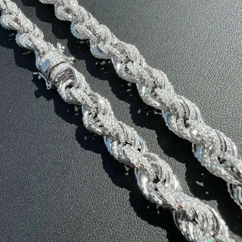 Twisted Moissanite Rope Chain for Men Custom Hip Hop Iced 9mm Thickness Sier Jewelry Necklaces CHRISTIAN Hiphop AAAAA+