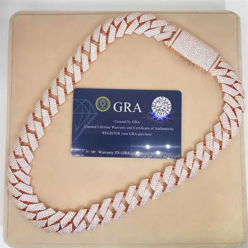 necklace moissanite chain Ready to Ship 18mm 4row Vvs1 Moissanite Gra Certififcates Customized Name Lock Iced Out Miami Cuban Link