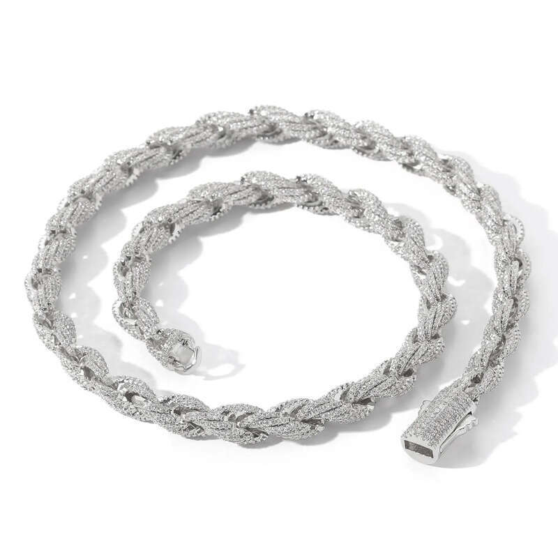 Passed GRA test Dia Moissanite Miami 8mm Twist Rope Chain Full Zircon Cuban Necklace Trendy Rap Hip Hop Bracelet