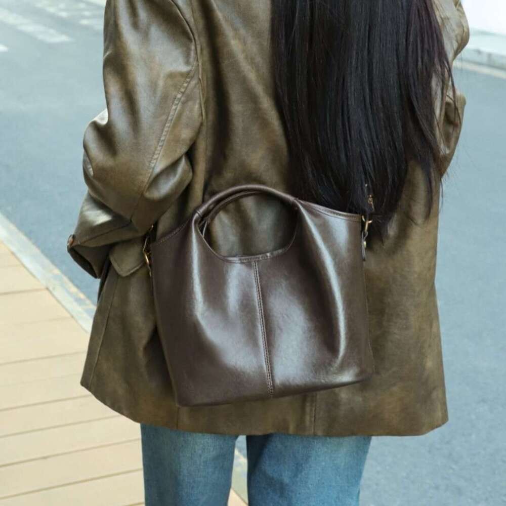Top Layer Vegetable Tanned Cowhide Bucket For Women 2025 New Spring Summer Handheld Genuine Leather Women's Single Shoulder Crossbody Bag