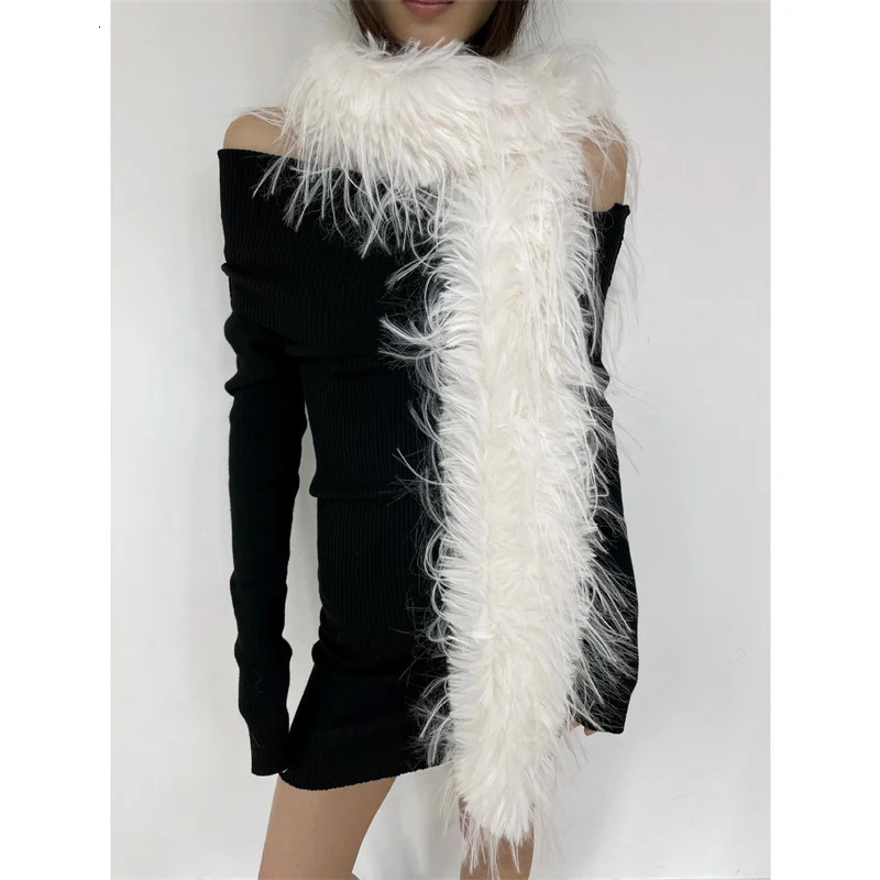 Korean Runway Style Thick Scarf Fashionable Plush Long Strip Scarf Womens Mink Fur Y2K Girl Scarf for Warm 250930