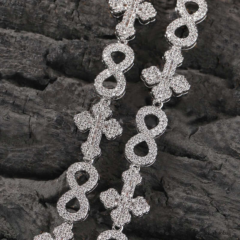 High Quality Hip Hop Cross 8 Infinite Cuban Chain Necklace Bracelet 5A Zircon 10mm Rap Jewelry