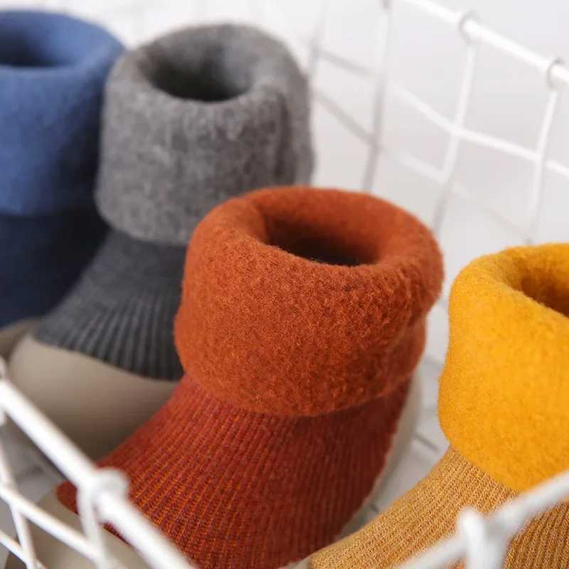 Winter Warm Baby Shoes Candy Colors Thicken first shoes Baby Toddler First Walkers Kids Soft Rubber Sole Shoe AntiSlip BootsJ250930
