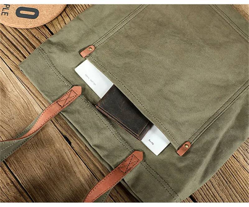 Vintage canvas genuine leather men's tote outdoor work laptop Crossbody shoulder bag travel large capacity handbag high-quality