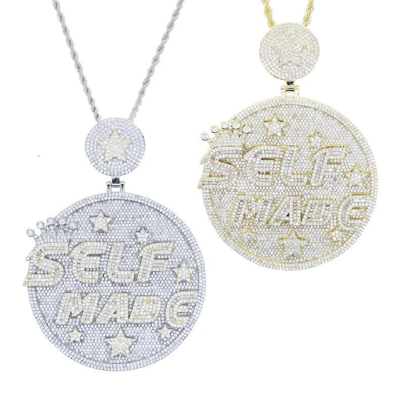 necklace moissanite chain Self Made Letter Iced Out Pendant for MenCubic Zirconia Cz Charm Gold Plated Hip Hop Fashion Jewelry