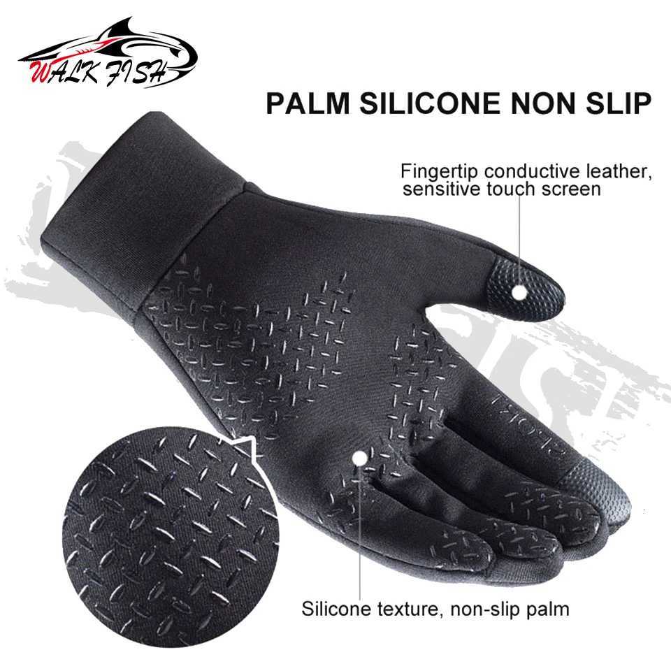 WALK FISH Elastic Nonslip Fishing Gloves Plus Velvet Windproof Stretch Fabric Warm Smooth Touch Screen Experience Sports Gloves Z250925