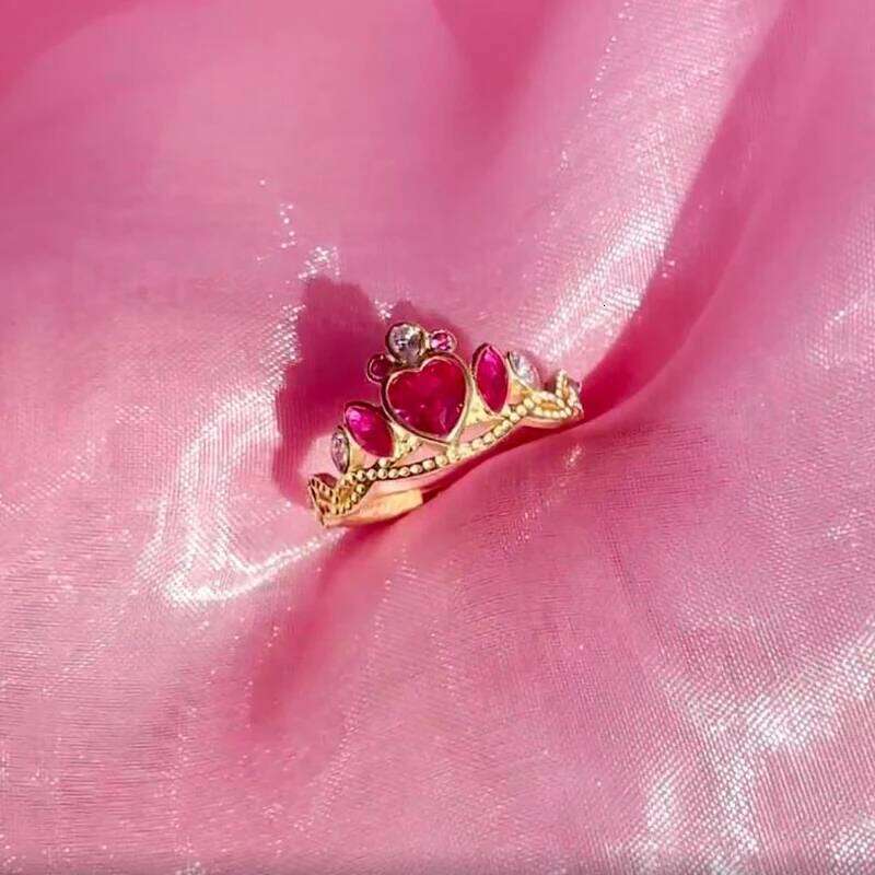 Princess Crown For Woman Girl Engagement Party Jewelry Accessories School Blair Tiara Plated Gold Adjustable Ring Gift New