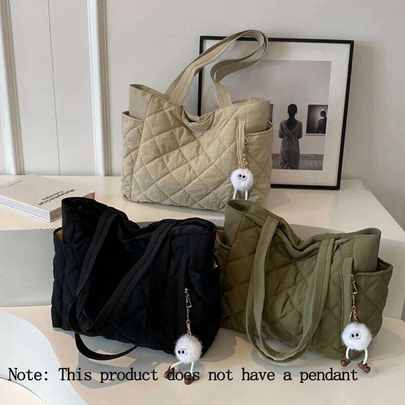 Korean Ins Women's Tote Bags Large Capacity Shoulder Bag Lightweight Soft Nylon Handbag For Daily Shopping Travel