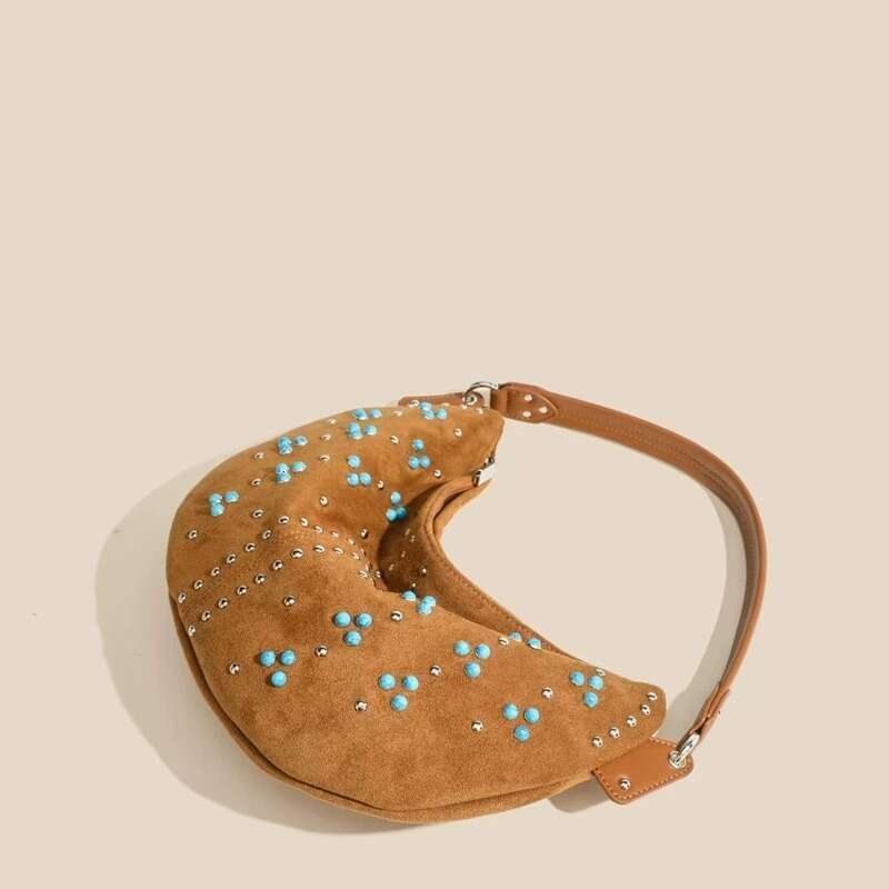 designer bag Luxury bag Niche Genuine Leather Rivet Underarm New Super Popular Saddle Single Shoulder Crossbody Crescent Bag for Women