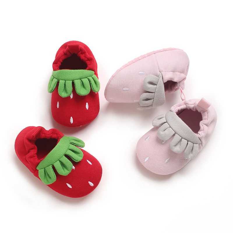 Cute Strawberry Baby Shoes Pure Cotton Soft Sole Anti Slip Walking Shoes Breathable And Warm Outdoor Newborn ShoesJ250930