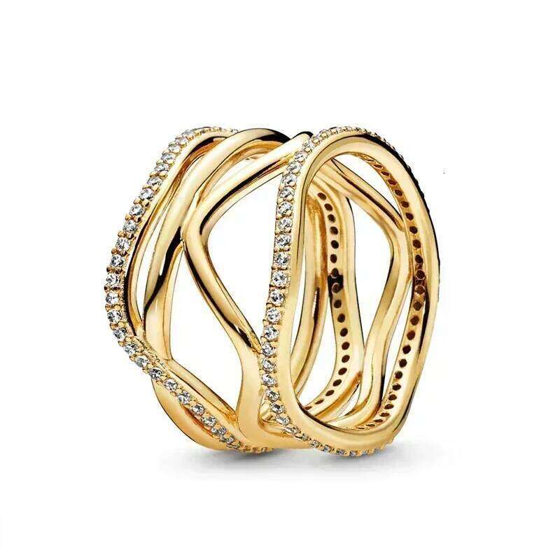 Gold Color Series Sterling Sier Classic Square Heart shaped Crown Ring Exquisite Charm Jewelry Birthday Gifts