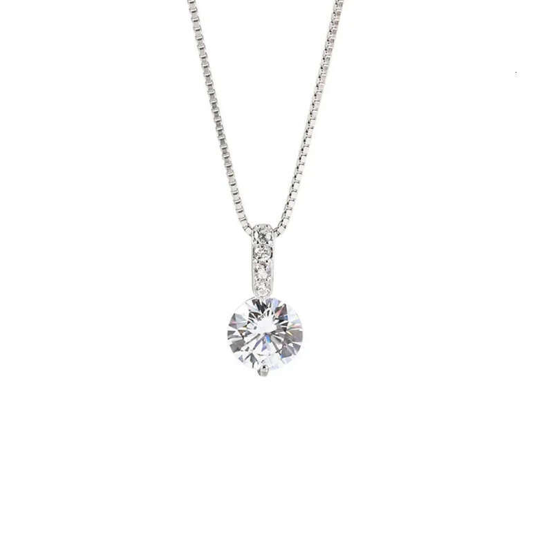 1CT Simple Fashion Dia Pendant Sweet Cute Jewelry Sterling Sier Soltaire White 5A Cubic Zircon Gemstones Party Beach Women Clavicel Necklace Gift