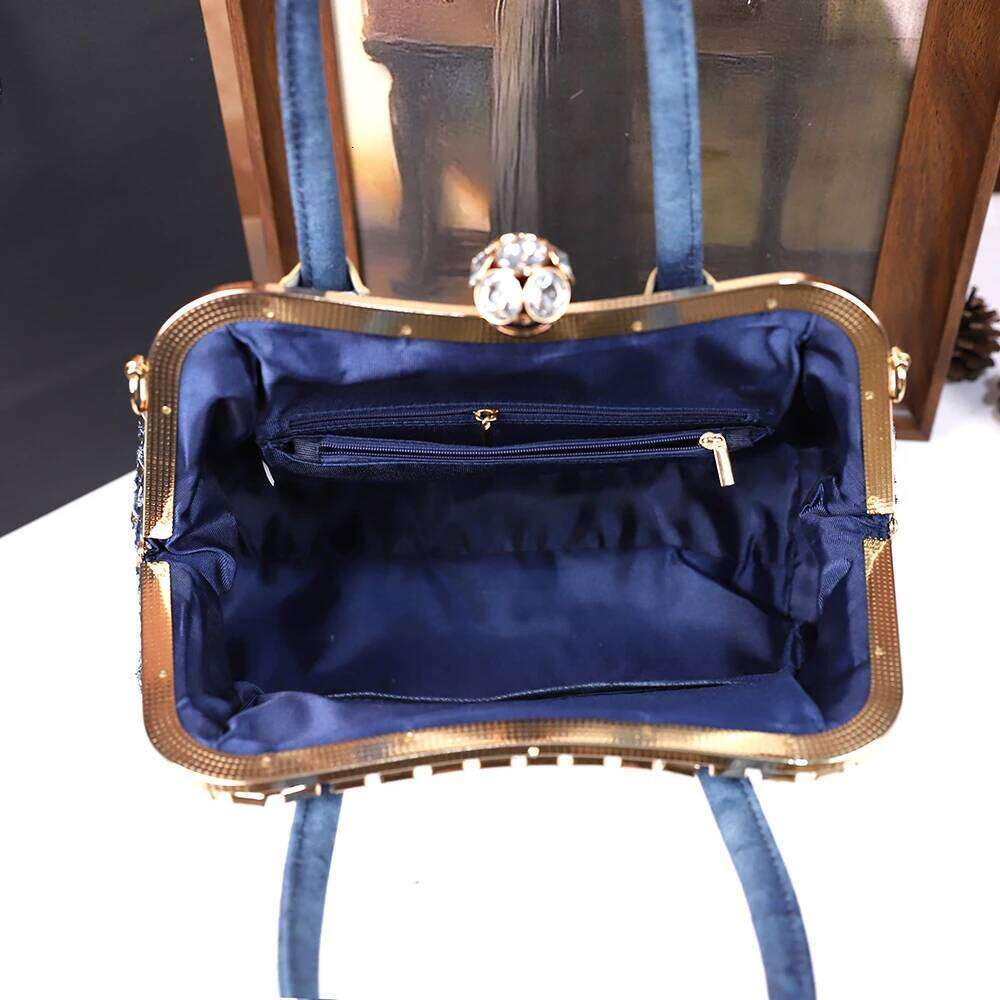 2025 New women's fashion washed denim tote bag, large-capacity elegant dia-encrusted single-shoulder crossbody bag