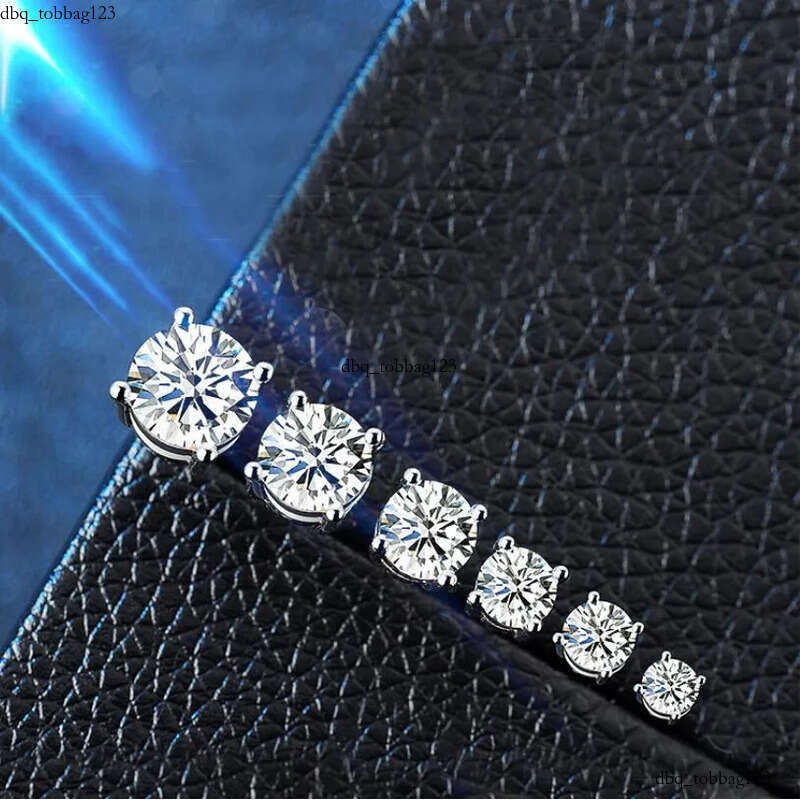 Solitaire Moissanite Dia Classical 4 Claw Stud Simple Jewelry Real 100% Sterling Sier Round Cut Zircon Party Women Wedding Earrings Gift