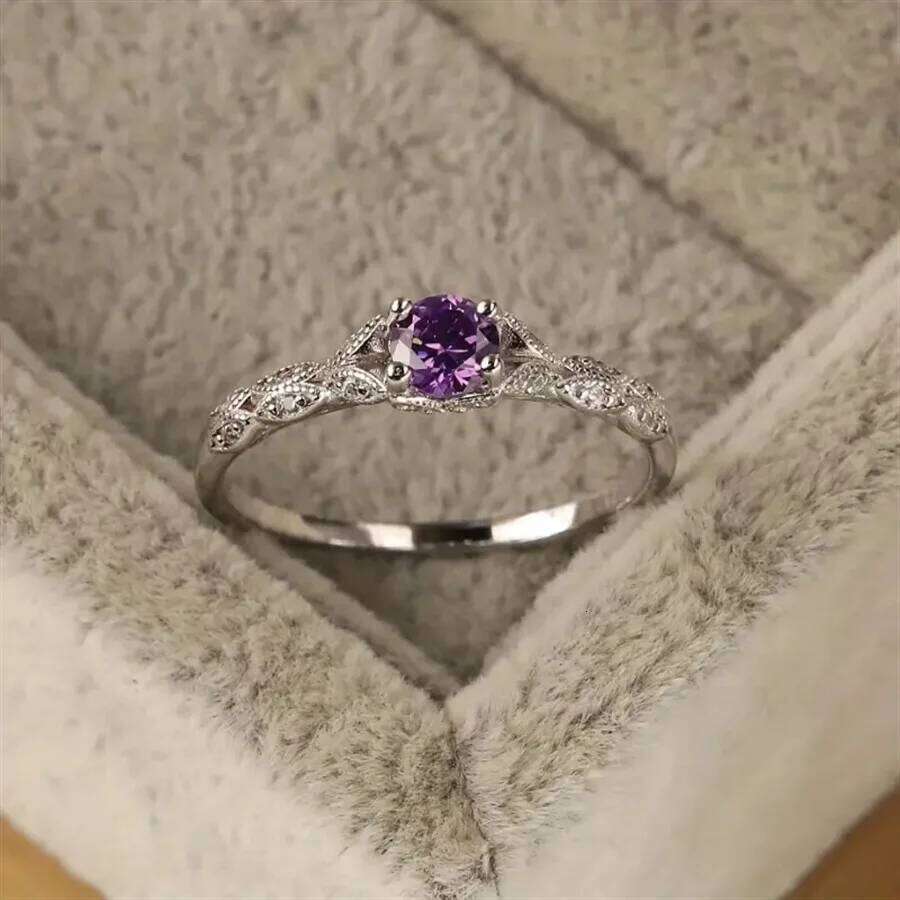 Autumn Winter New Light Style Amethyst Zirconia Women's in Europe and America Simple Fashion Gem Ring