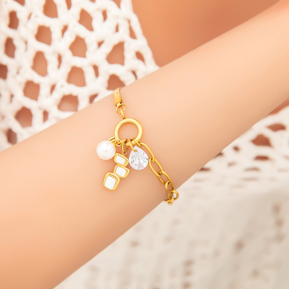 Design Titanium Steel Pearl Bracelet for Women High-end Flower Simple Fashion Jewelry