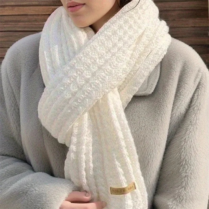 Winter Scarf Women Mens Thick Cable Knit Wrap Chunky Long Warm Scarf for Travel Office Warm Cashmere Scarves Neckercheif 250930