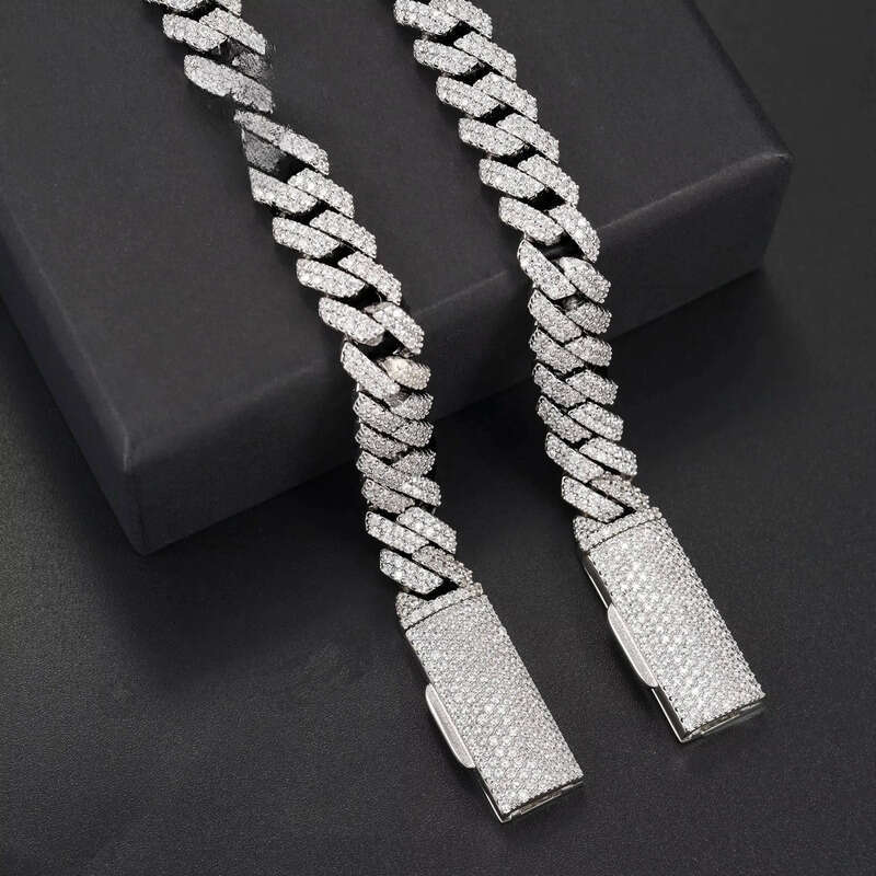 PROMOTION Fine 10mm Chain Bust Down Cuban Link VVS Moissanite Hip Hop Iced Out Gold Plated Necklace