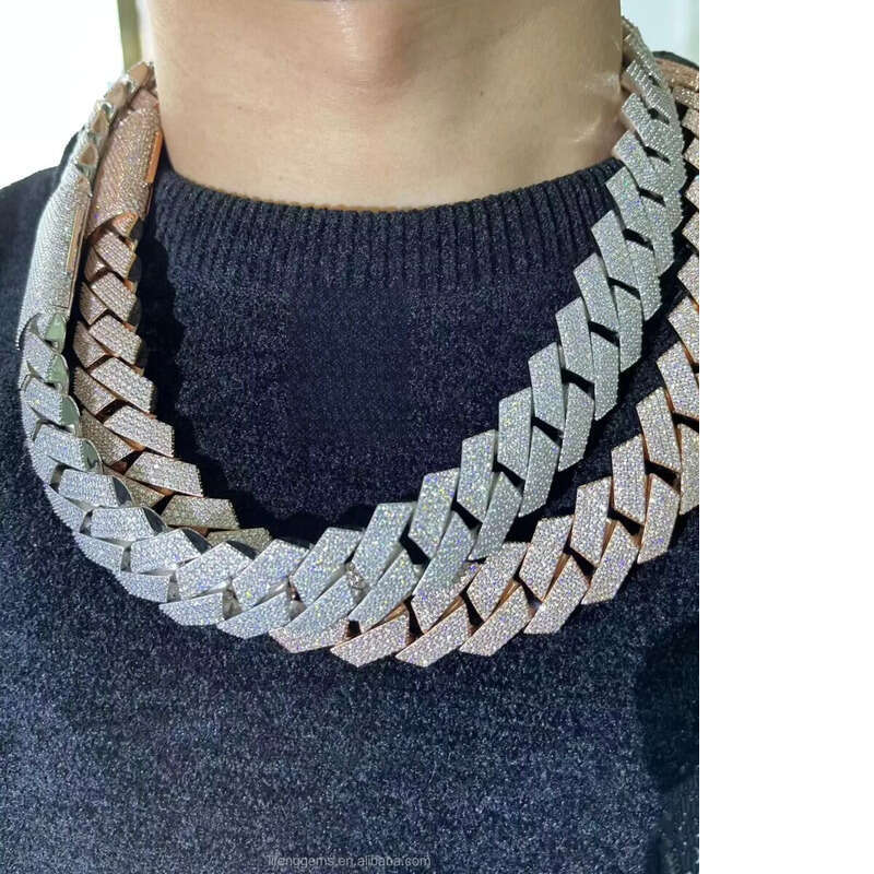 Pass Dia Test Cuban Link Chain 20mm 4 Rows with GRA VVS Moissanite Necklace Sier for Rapper Hip-Hop Jewelry Men