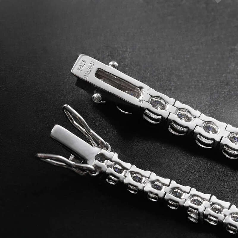 EWYA New in Real D Color Full 2mm 0.03CT Moissanite Tennis Bracelet for Women S Sier Plated Dia Link Bracelets Gift