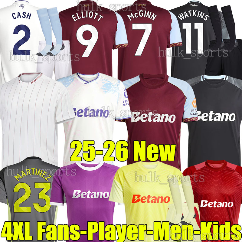 4XL 25/26 Villa ELLIOTT Soccer Jerseys ASTON McGINN BUENDIA WATKINS CASH MALEN GUESSAND SANCHO KAMARA ROGERS DIGNE MARTINEZ men kids kits socks sets football shirts