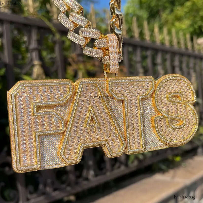 Solid Back Sier Rose Gold Moissanite Name Custom Hip Hop Letter Pendant for Cuban Link Chain