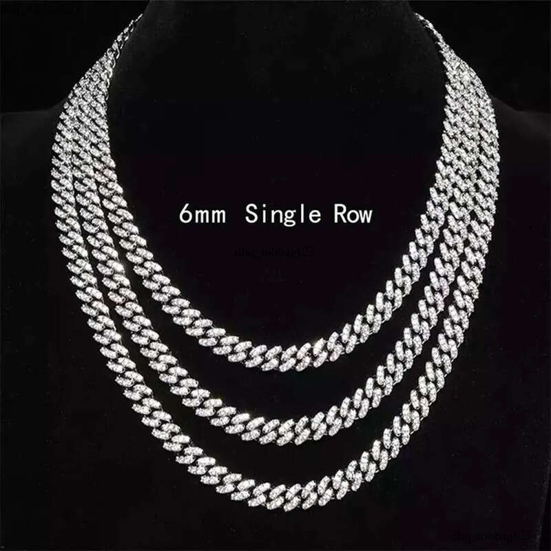 Hiphop Jewelry 6mm S Sterling Sier D color VVS Moissanite Necklace Cuban Link Chain