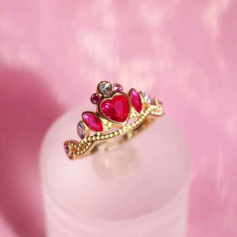 Princess Crown For Woman Girl Engagement Party Jewelry Accessories School Blair Tiara Plated Gold Adjustable Ring Gift New