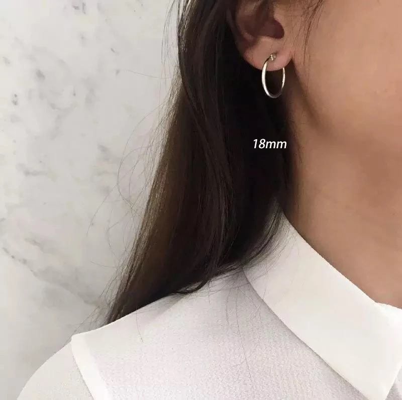 925 Sterling Silver Earring Fashion Simple Smooth Circle Ear Ring Big Earring Temperament Exaggeration Wild Women Girl Ear Jewel 250930