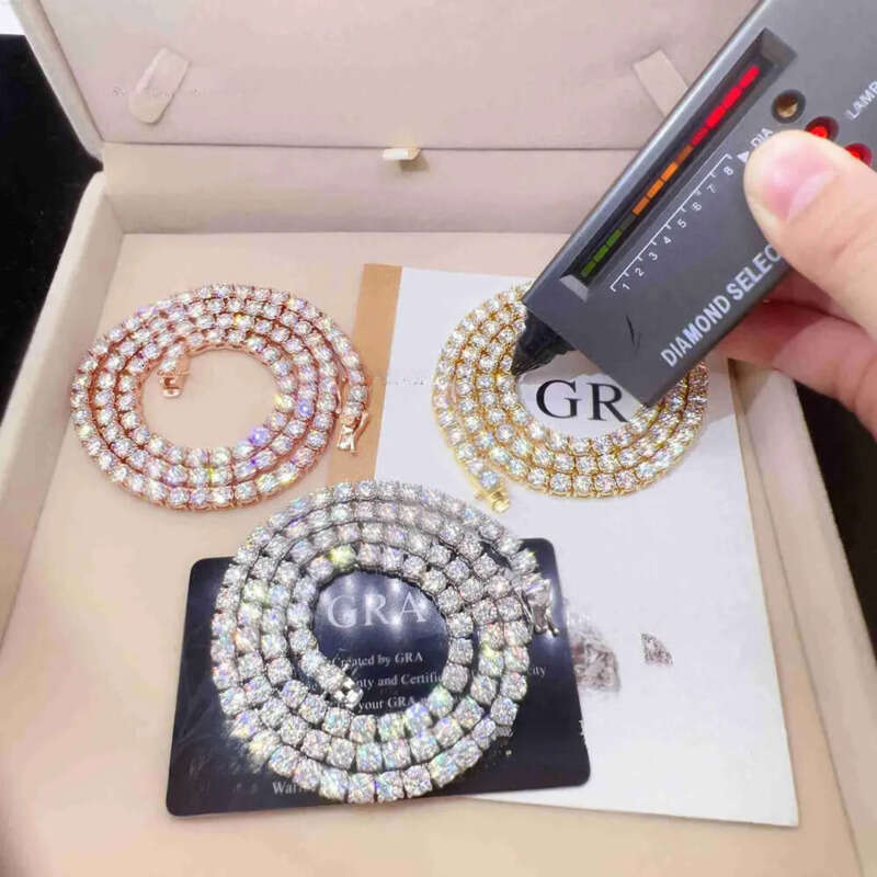 Good Price Gra Certified Vvs Moissanite Sterg Sier Solid Gold Tennis Chain