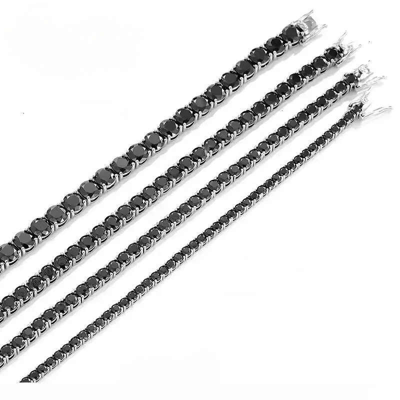 sterg sier GRA Certificated 3mm 4mm black moissanite chain pass dia tester hip hop tennis necklace