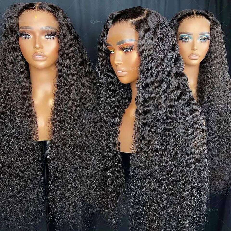 38 40Inch 15A Raw 250% Deep Curly Human Hair 13X4 HD Frontal Wig Full Cuticle Water Wave Lace Front Glueless Wigs Xiusiyuan2510