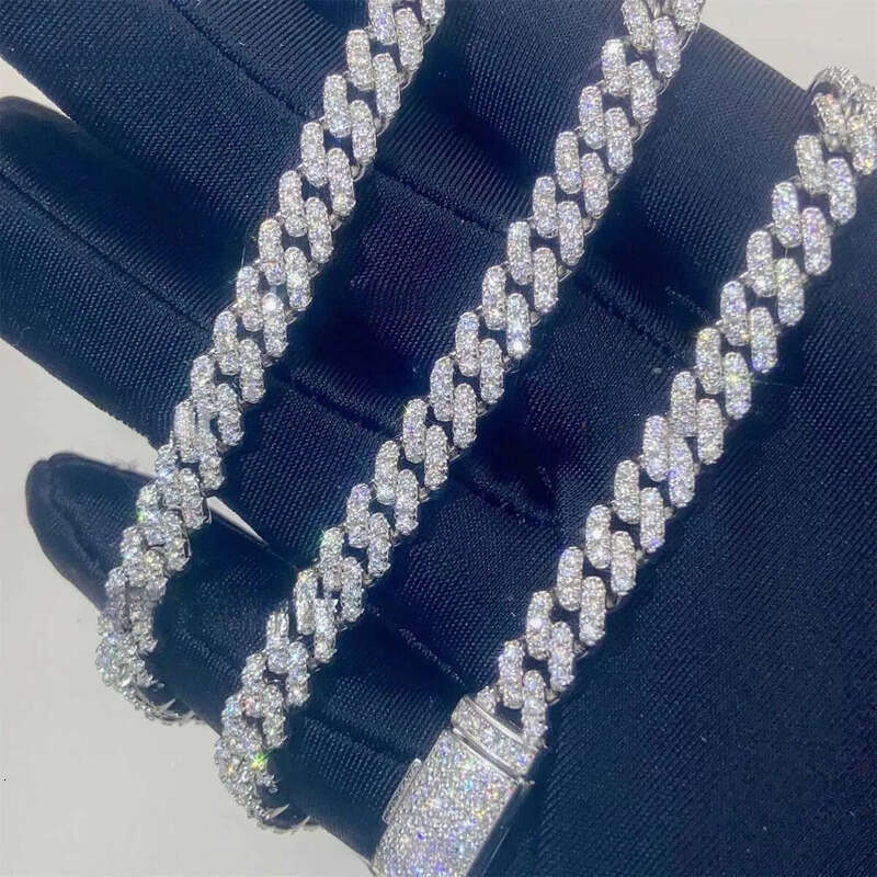 Pass Dia Tester Gra Certificates 6mm 8mm Width One Row Sterg Sier Vvs Moissanite Cuban k Chain Necklace