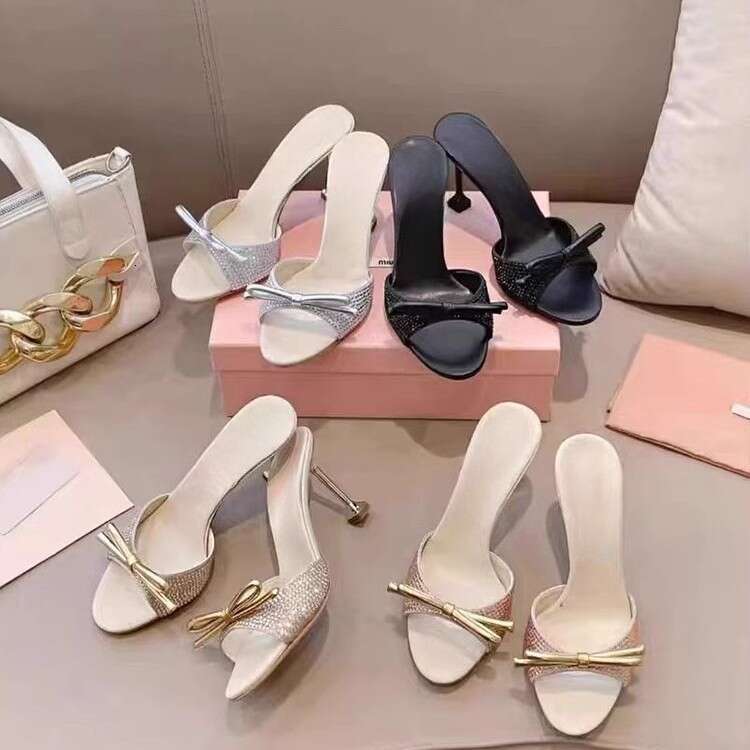 Rhinestone Strap for Women 2025 New Fashion Show High heels Thin Designer Shoe heel Round Toe Bowknot Sandals