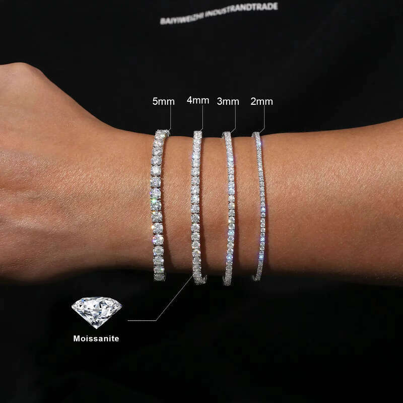Wholesale Price Moissanite Dia VVS Chain 2mm 3mm 4mm 5mm Sterg Sier Men Women Iced Out Tennis Bracelets Necklaces