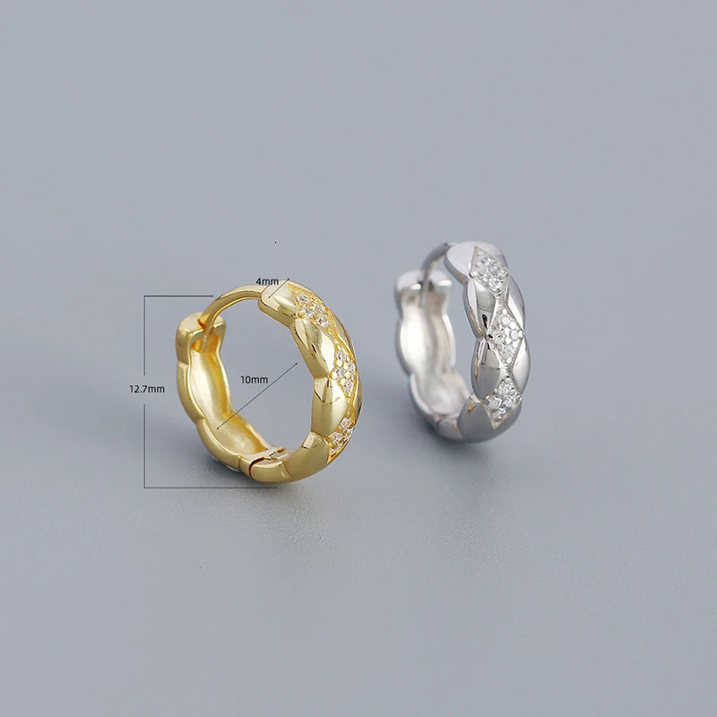 WOOZU Real 925 Sterling Silver Vintage Simple Round Ear Bone Hoop Earrings for Women Statement Elegant Fine 18k Gold Jewelry ins 250930